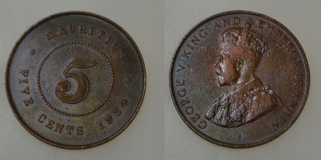 Mauritius 5 Cents 1924 rok od 1zł i BCM