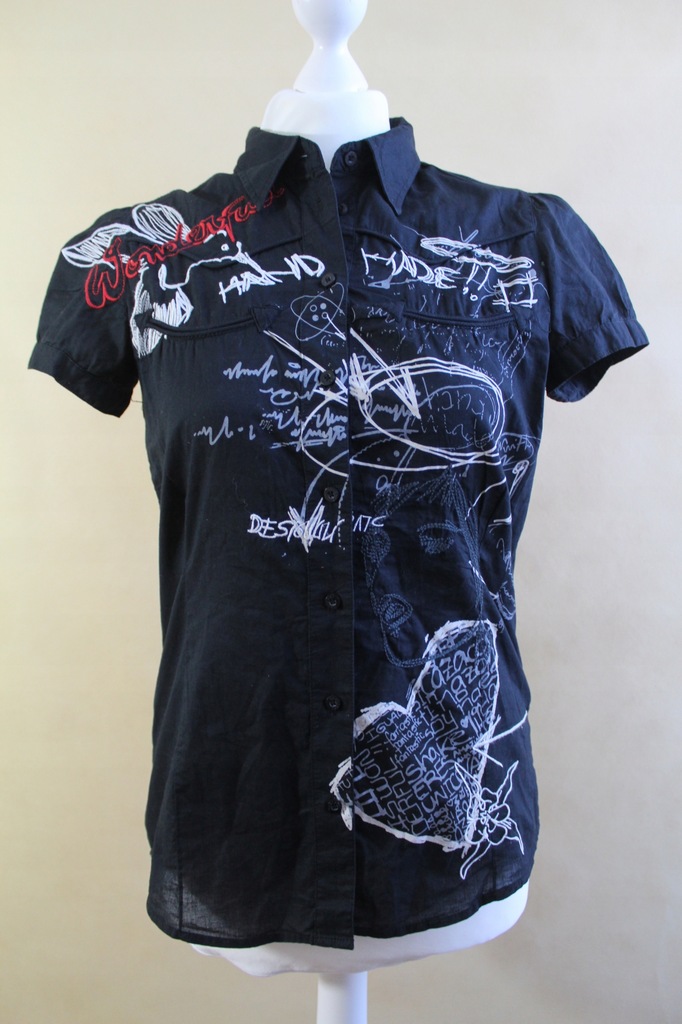 DESIGUAL czarna koszula hafty 38 M SuPeR