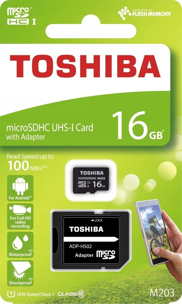 TOSHIBA microSD 16GB M203 UHS-I U1 adapter