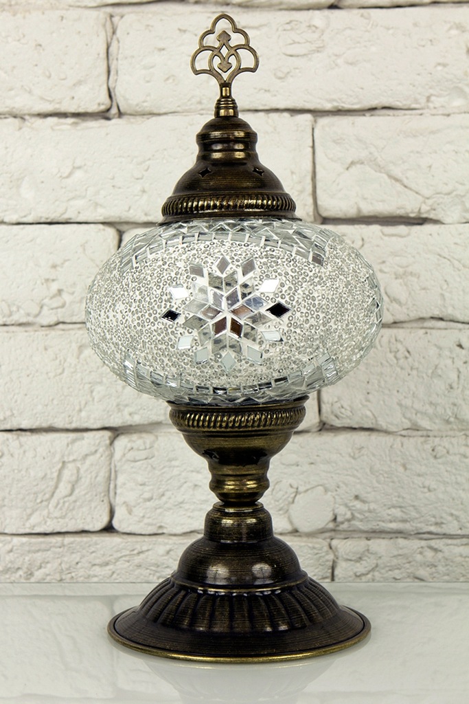 Turecka Lampa mozaikowa Biała stołowa lub wisząca