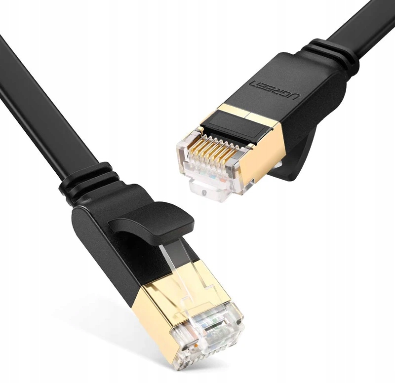 Kabel sieciowy płaski LAN Ethernet Ugreen RJ45 Cat 7 STP, 1 Gbps, 3m,  czarny  6957303882625