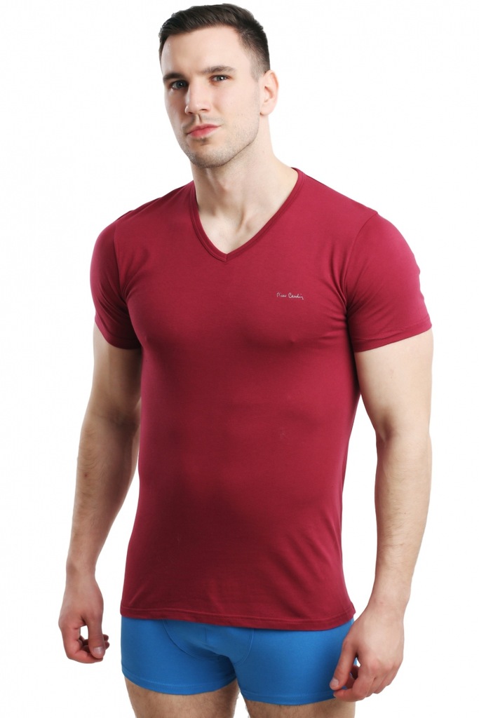 Pierre Cardin Vneck bordo Koszulka męska M