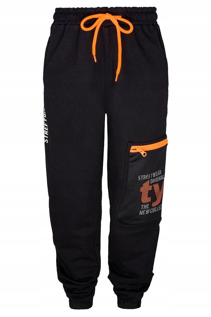 Spodnie dresowe dres jogger czarne kieszenie 158