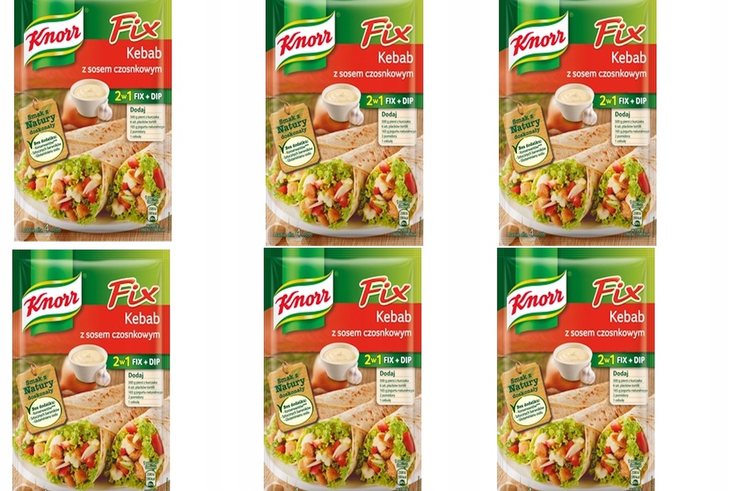 FIX KNORR KEBAB Z SOSEM CZOSNKOWYM FIX+DIP 6 sztuk