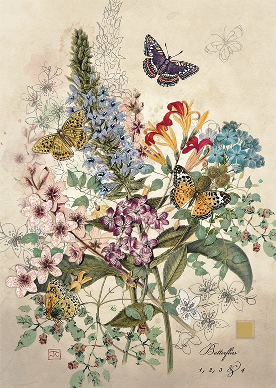 KARNET kartka BUG ART + koperta BOTANIKA kwiaty