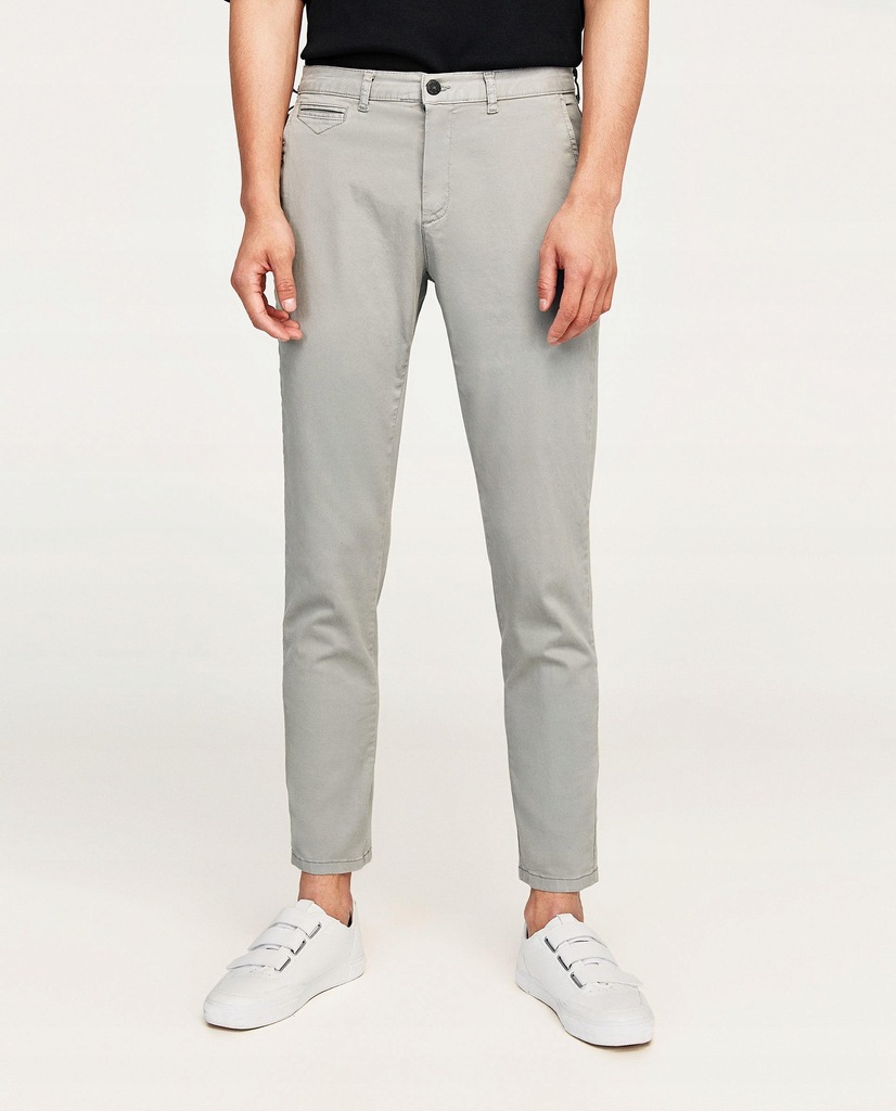 10O101 ZARA MAN__XXZ SZARE SPODNIE CHINOS__W32