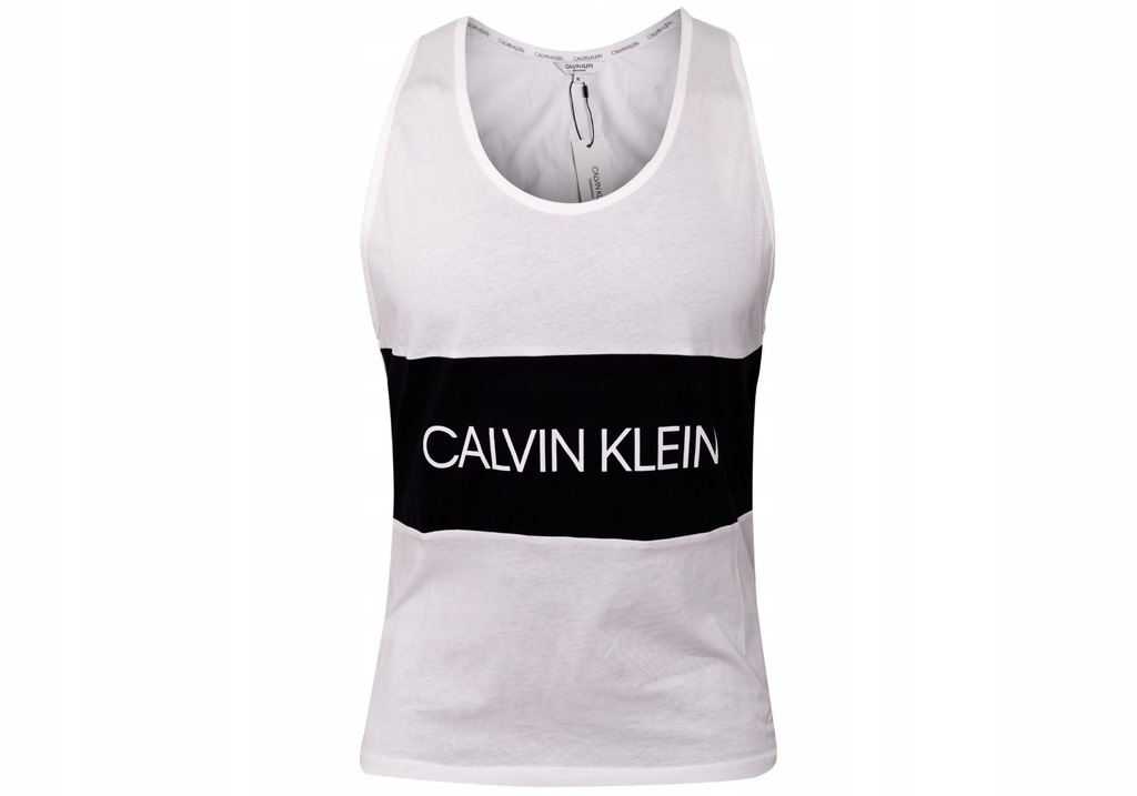 CALVIN KLEIN BEZRĘKAWNIK T-SHIRT MĘSKI WHITE r. XL