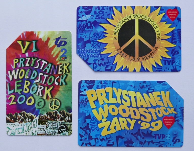 3 karty telefoniczne Przystanek Woodstock 98 99 00