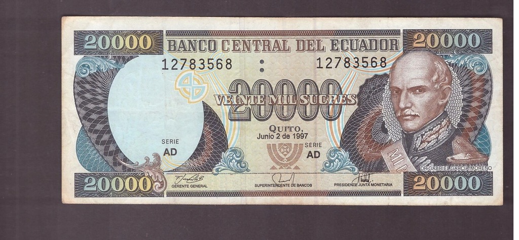 Ekwador Ecuador - banknot - 20000 Sucres 1997 rok