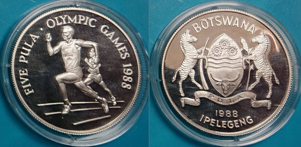 Botswana 5 pula 1988r. KM 21 igrzyska Seul 1988 - srebro 28,28 gram