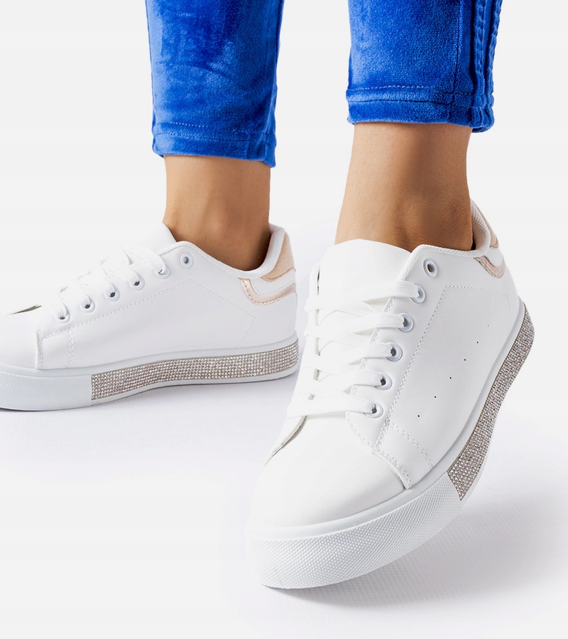 Biało-beżowe sneakersy z cyrkoniami Dina rozmiar 37