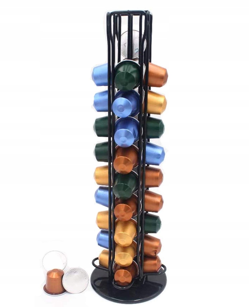 stojak na kawę Uchwyt na kapsułki 40 sztuk czarny obrotowy