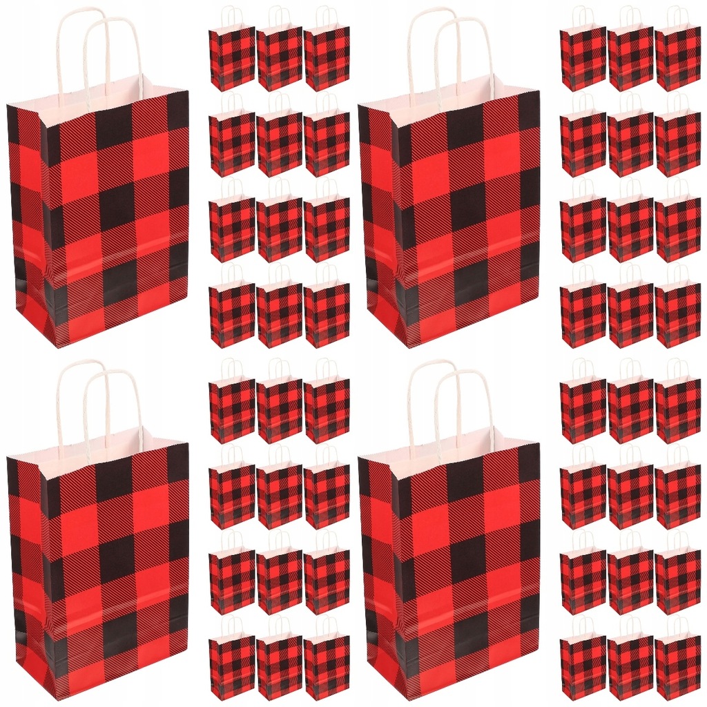 Christmas Gift Bags Check Tote Wrapping 80 Pcs