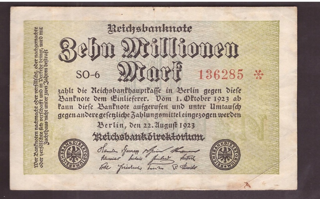 Niemcy - banknot - 10 Milionów Marek 1923 rok