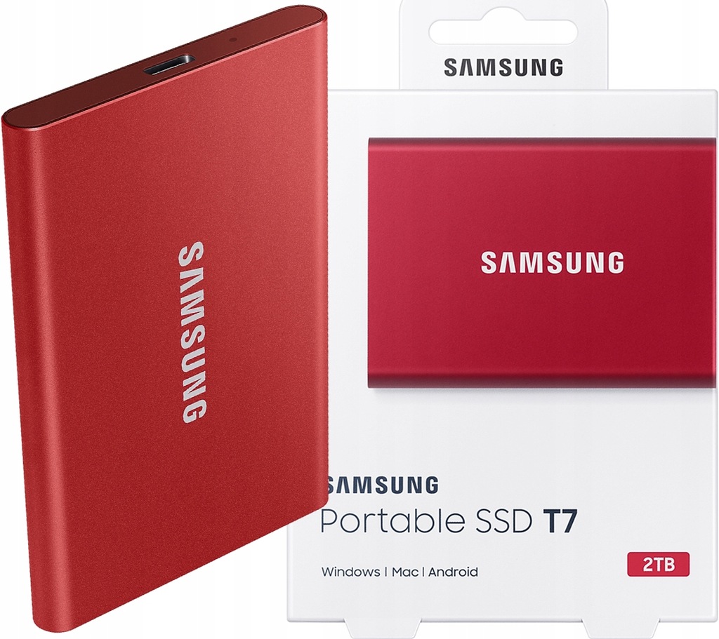 Dysk zewnętrzny dysk SSD Samsung T7 2TB 2,5 " 1050MB/s Przenośny Czerwony