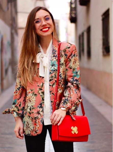 Zara blazer marynarka floral print kwiaty blog L