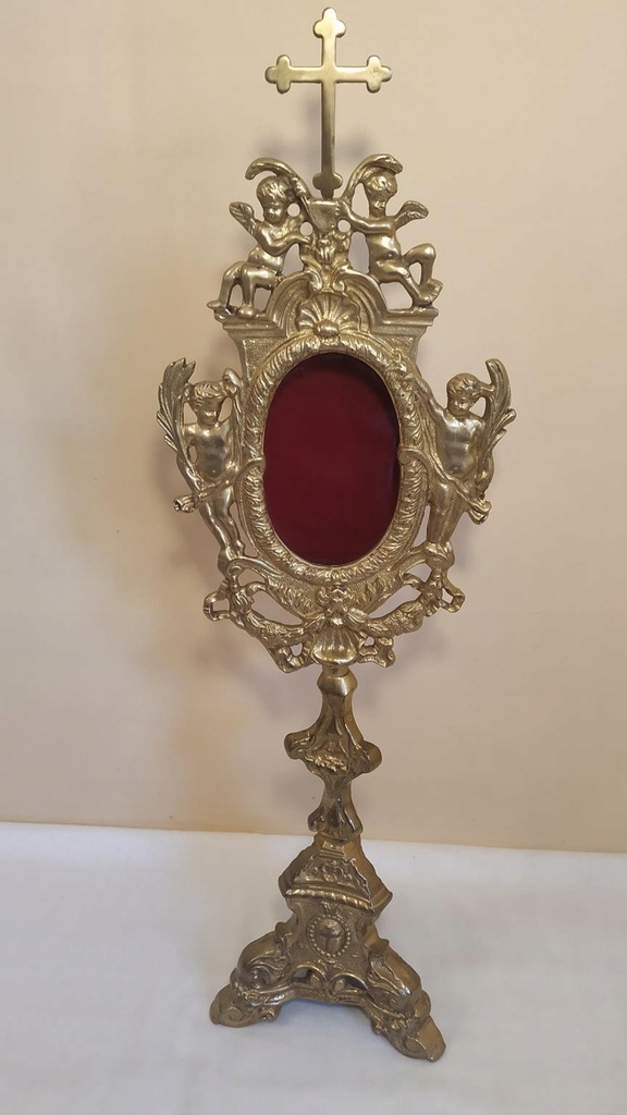 Relikwiarz - monstrancja barokowa złoty metal