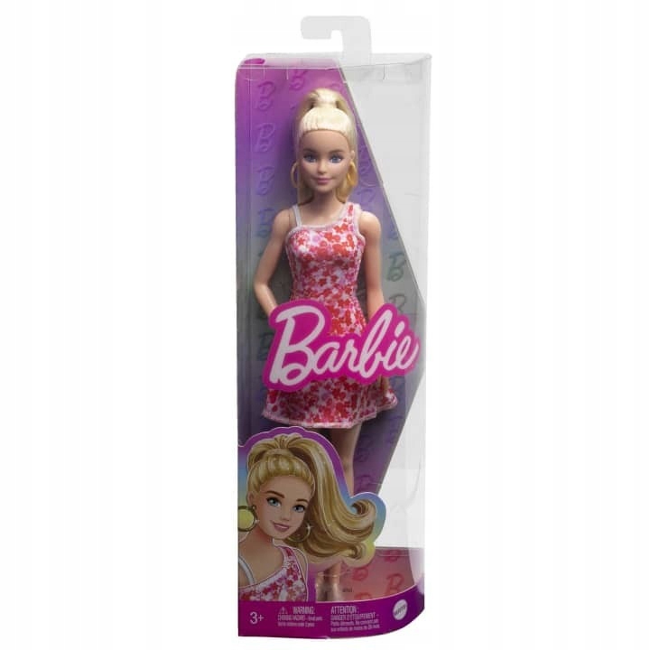 Lalka Barbie Fashionistas w różowo-czerwonej sukience