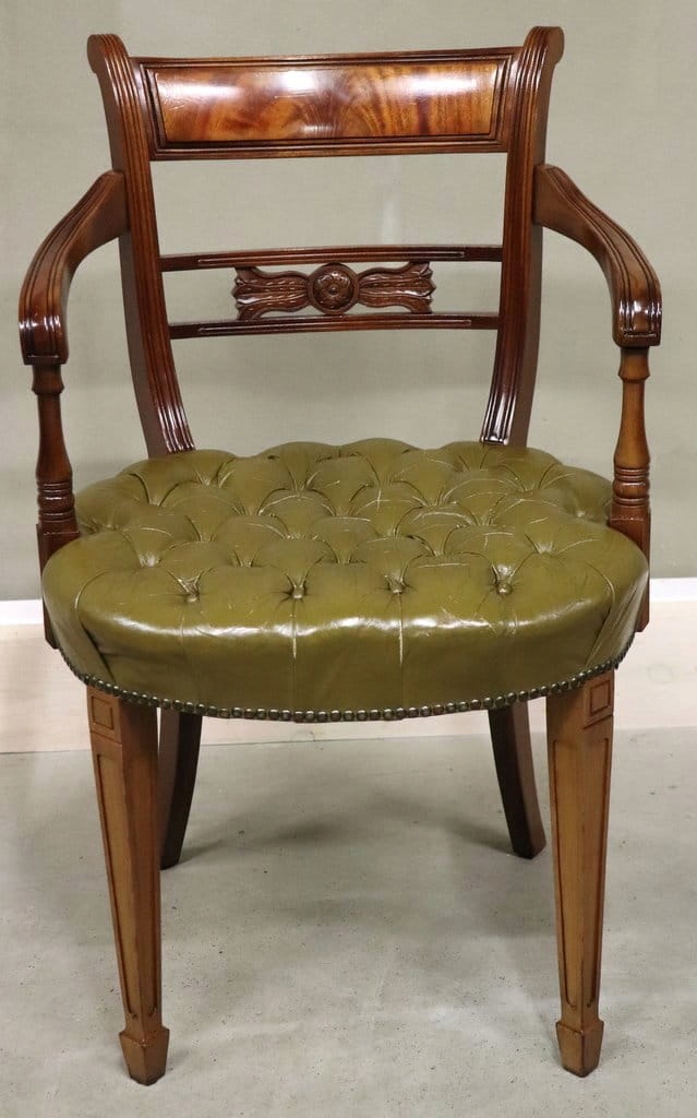 6866 stylowy, skórzany fotel, tron biedermeier