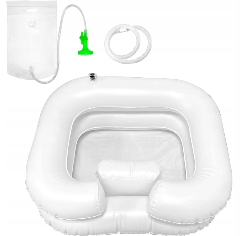 Przenośna nadmuchiwana umywalka do włosów głowica prysznica + work na wodę