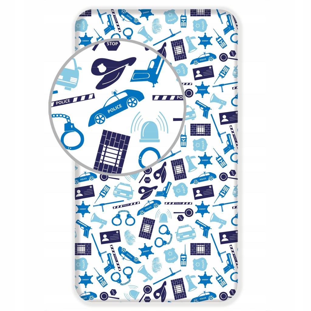 PRZEŚCIERADŁO z gumką POLICJA 90x200 cm RADIOWÓZ