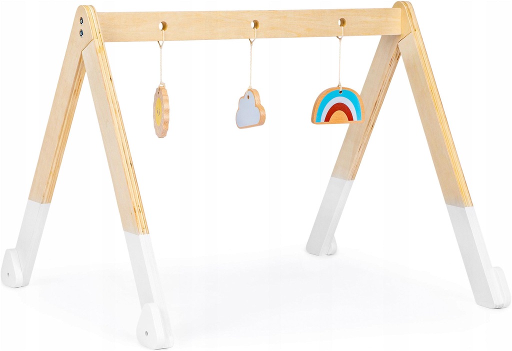 Stojak gimnastyczny edukacyjny drewniany + zabawki ECOTOYS