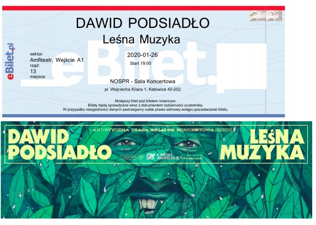 Bilety Dawid Podsiadło Leśna Muzyka NOSPR 2sztuki