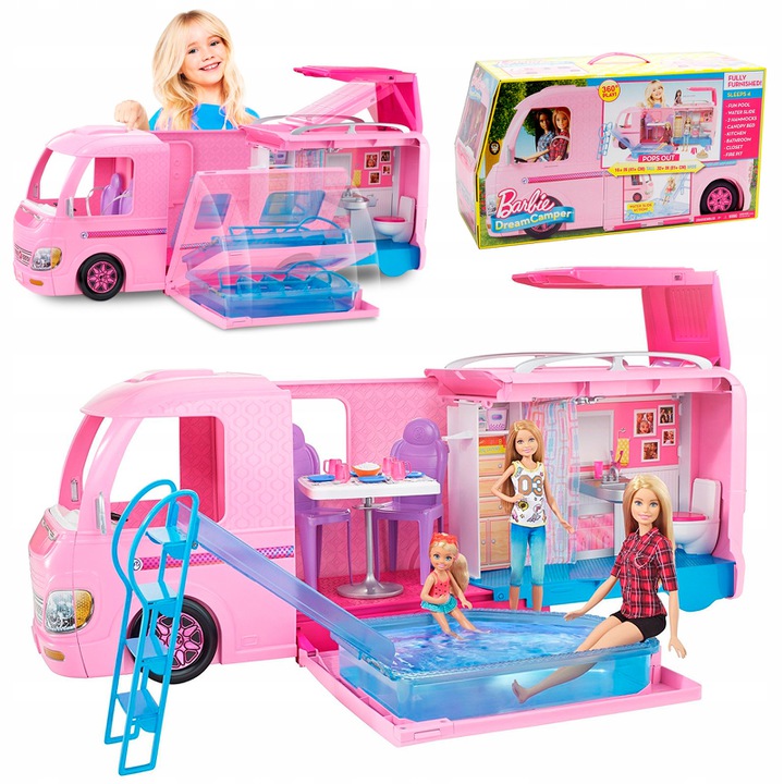 BARBIE DUŻY WYMARZONY KAMPER KEMPINGOWE AUTO FBR34