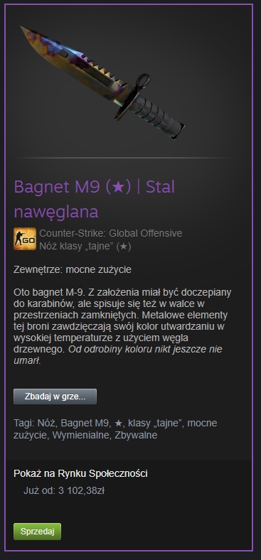 Skin cs go Bagnet M9 Stal nawęglana