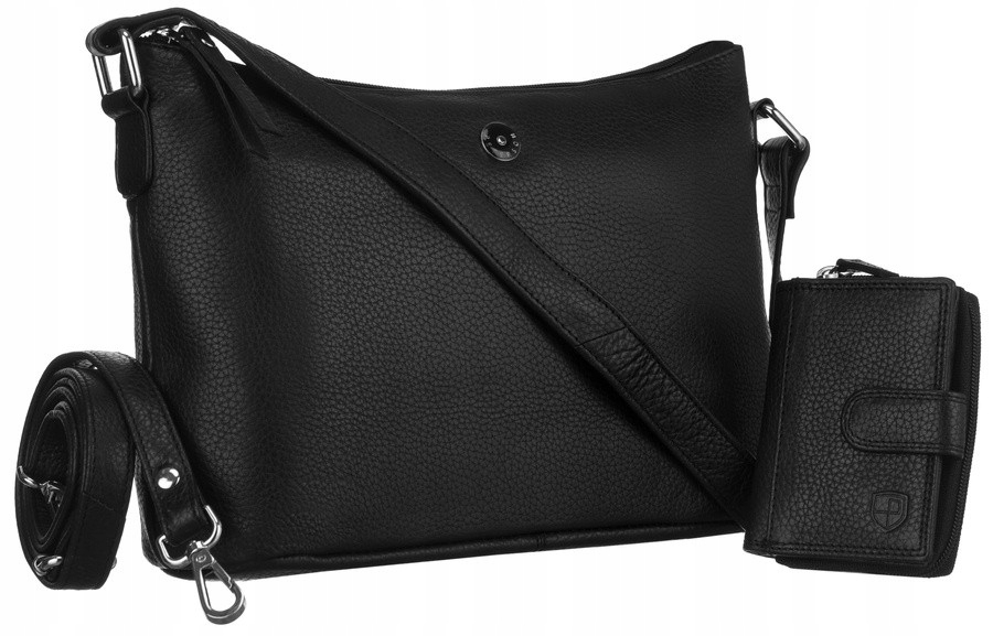 Skórzana torebka damska w zestawie z portfelem - Peterson [Z1]