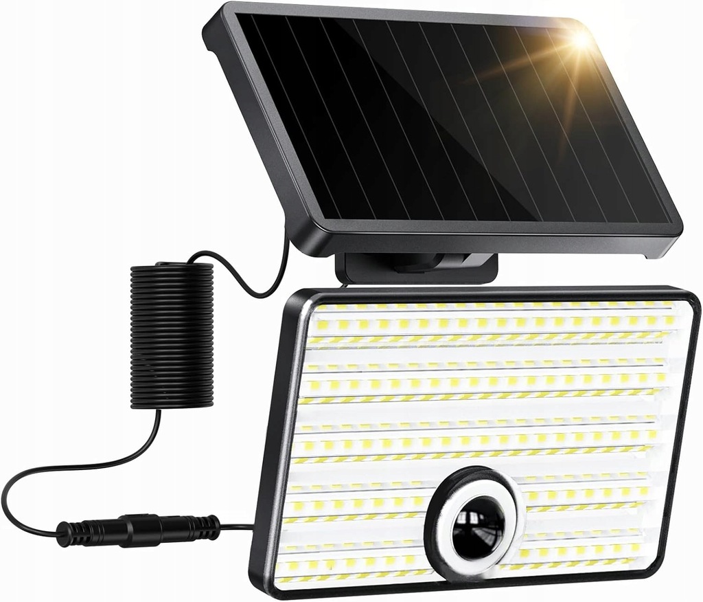 LAMPA SOLARNA LED CZUJNIK RUCHU ZMIERZCHU ZEWNĘTRZNA DO OGRODU COB 3000LM