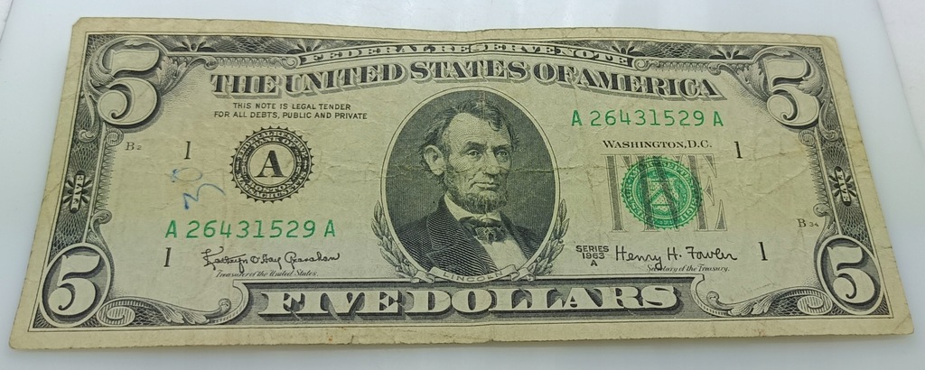 Banknot 5 dolarów, 1963 A