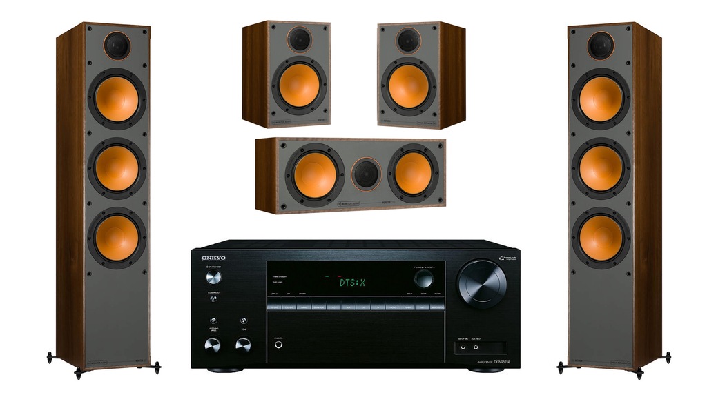 ONKYO TX-NR575 + MONITOR AUDIO 300/100/C150 WALNUT