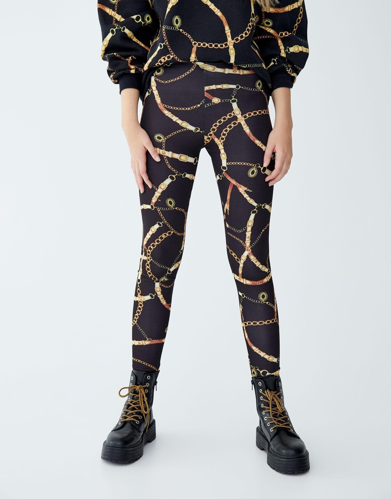 PULL & BEAR_XDP LEGGINSY DAMSKIE W ŁAŃCUCHY__S