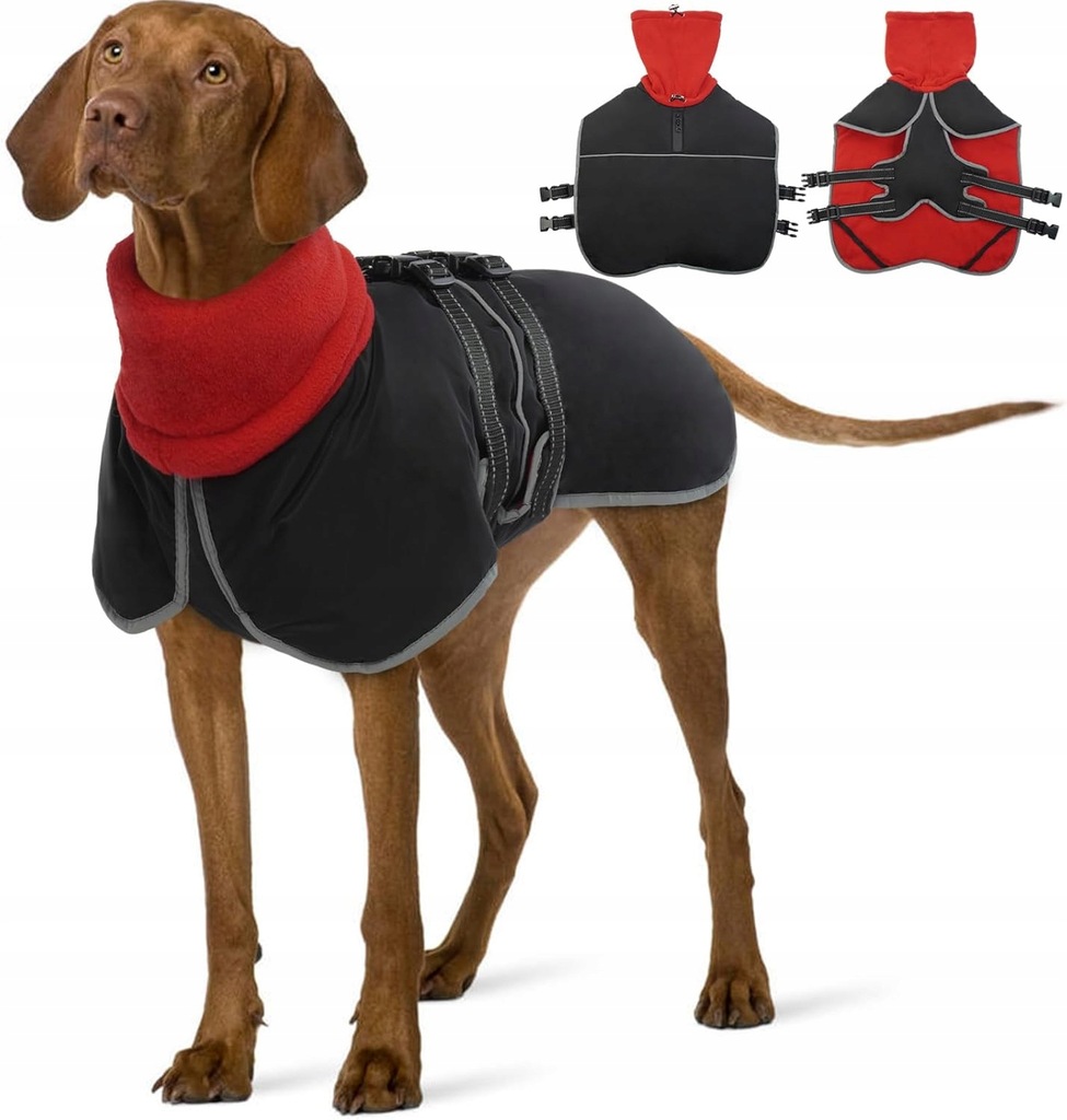 KURTKA DLA PSA CZARNA ODBLASKOWA Z KOMINEM S