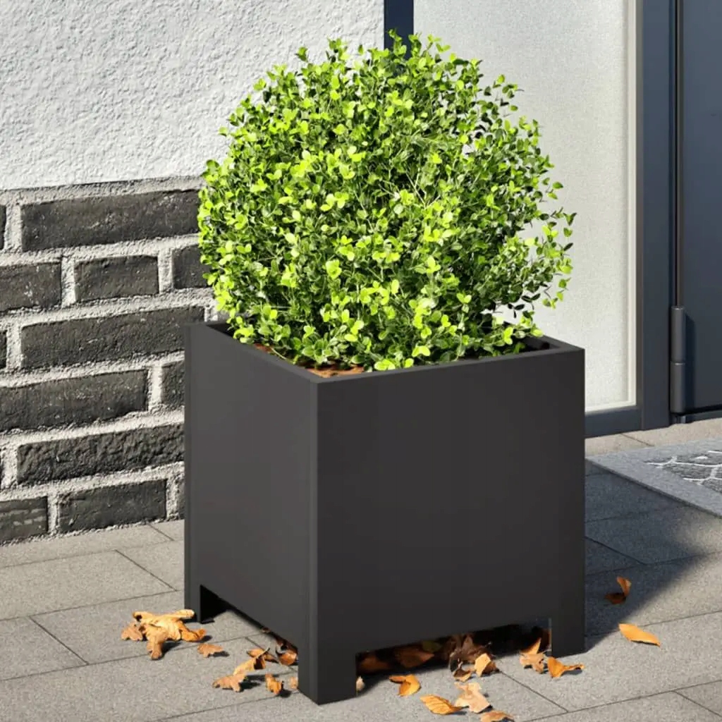 shumee vidaXL Donice ogrodowe 2 szt. czarne 30 x 30 x 30 cm stalowe