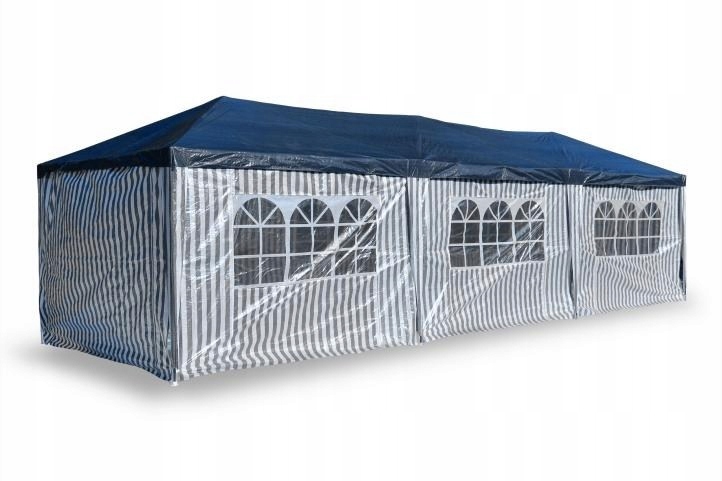 Pawilon handlowy 3x9 m, niebiesko biały namiot ogr
