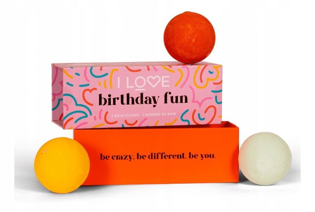 I love Birthday Fun Zestaw kul do kąpieli 3×150g