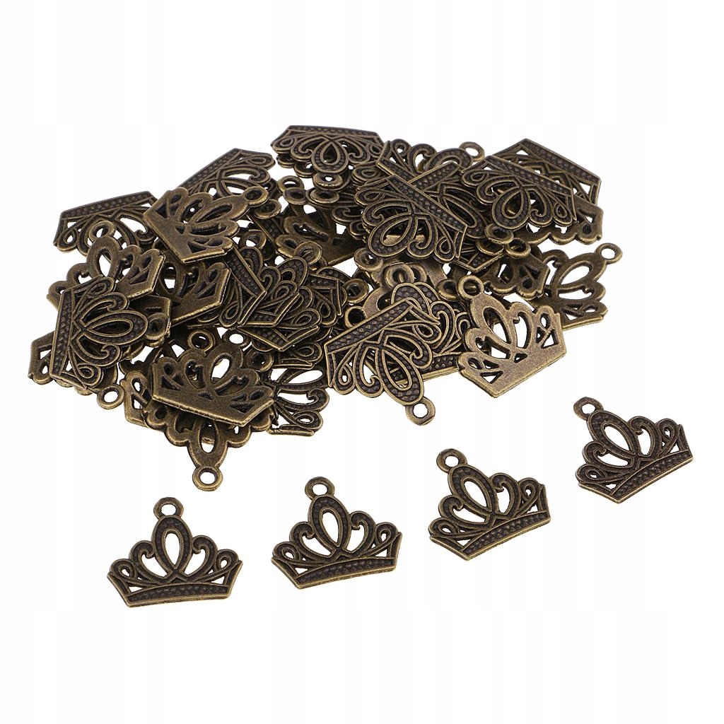 50Pcs Bronze Crown Charm Pendents for girl Jewlery Necklace Making