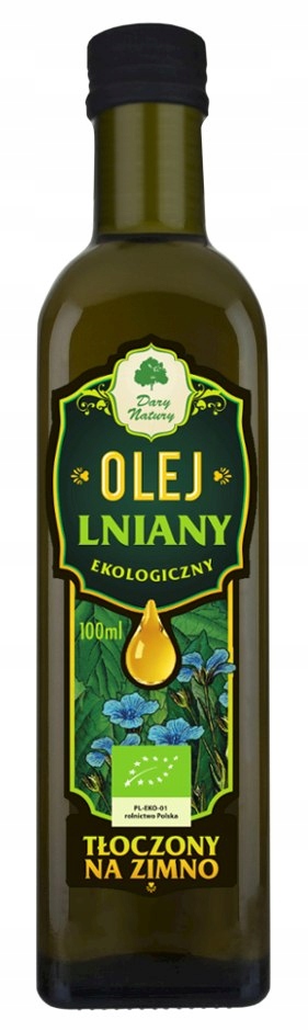 OLEJ LNIANY TŁOCZONY NA ZIMNO BIO 100 ml - DARY NA