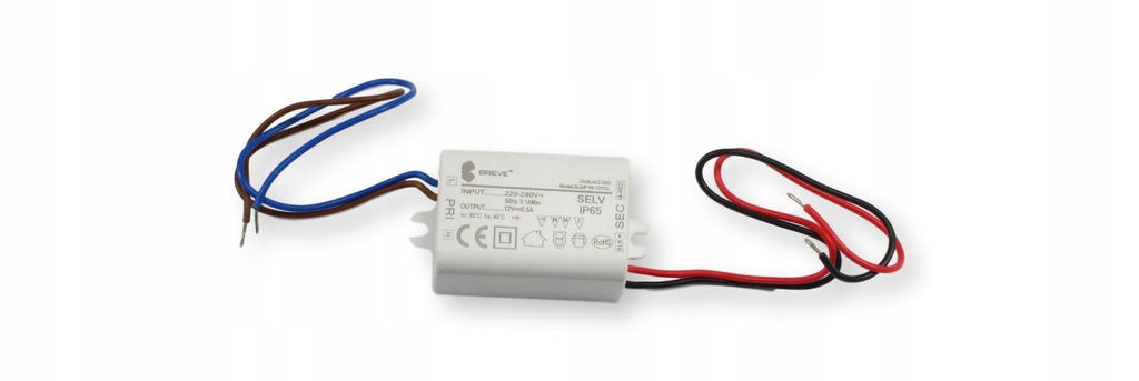 Zasilacz do LED 12V 6W ZLDP 06-12YCL IP65 BREVE