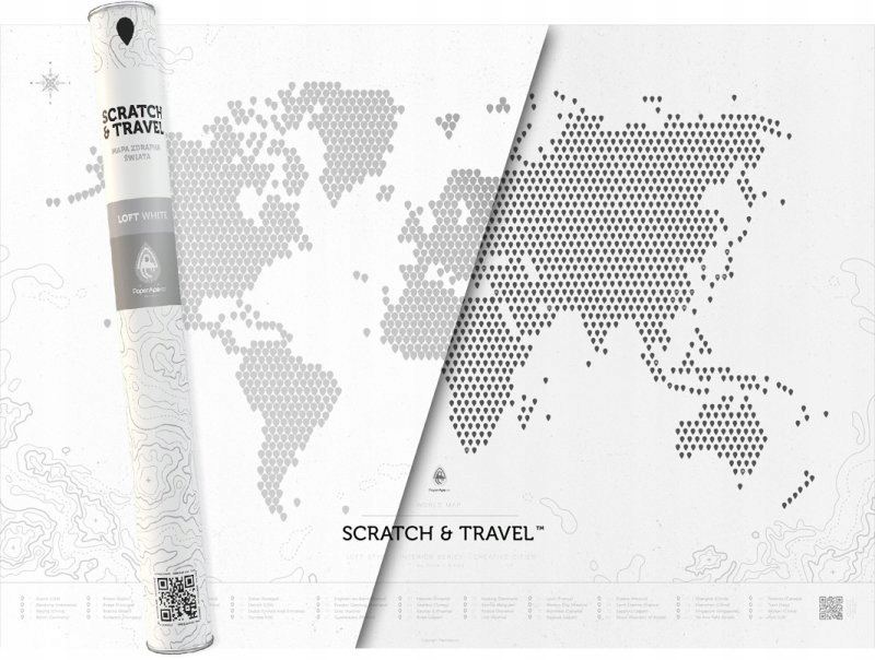 Mapa zdrapka świata loft white scratch and travel