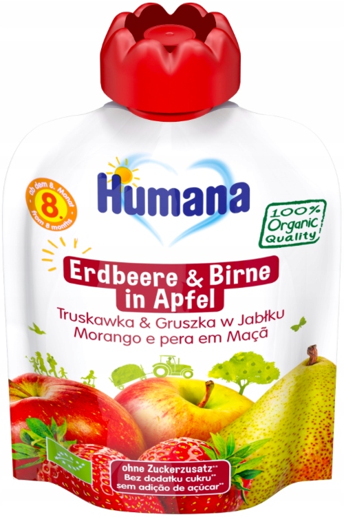 HUMANA Mus jabłko- gruszka- truskawka po 8 mc 90g