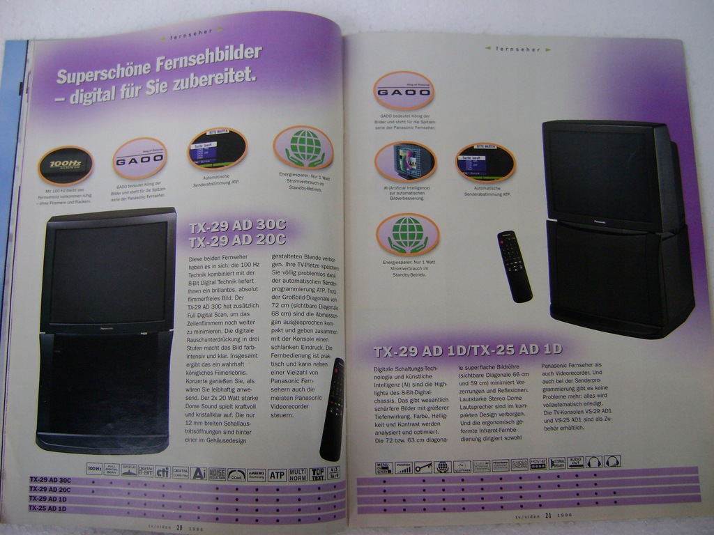 KATALOG PROSPEKT PANASONIC TV VIDEO 1996 (D) 8405001164