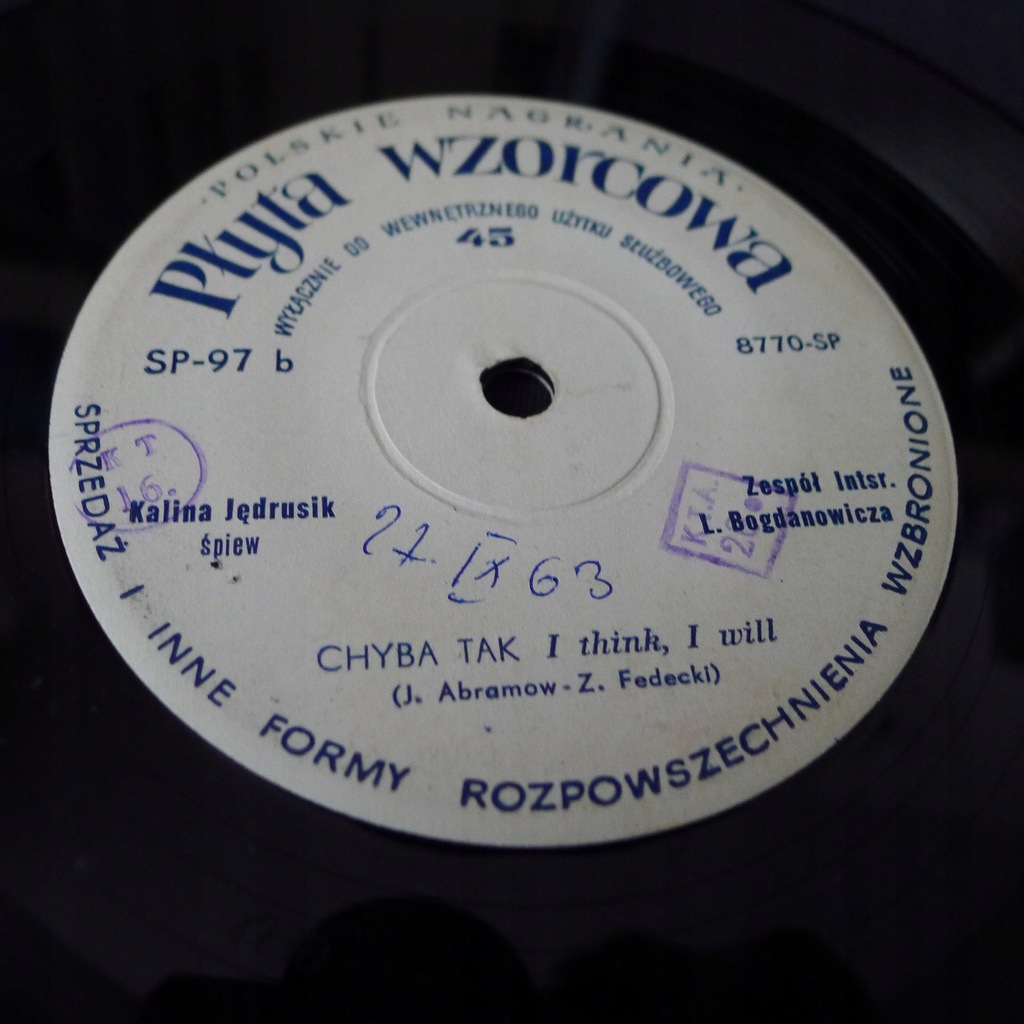 KALINA JEDRUSIK CHYBA TAK SP 97 PLYTA WZORCOWA
