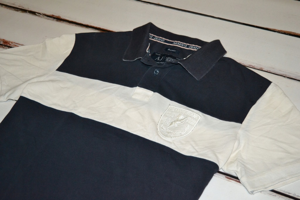 ARMANI JEANS ______ KOSZULKA POLO CZARNO BIAŁA _ L