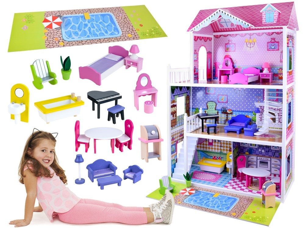 Купить БОЛЬШОЙ Деревянный домик для КУКОЛ БАРБИ, мебель ZA2122: отзывы ...