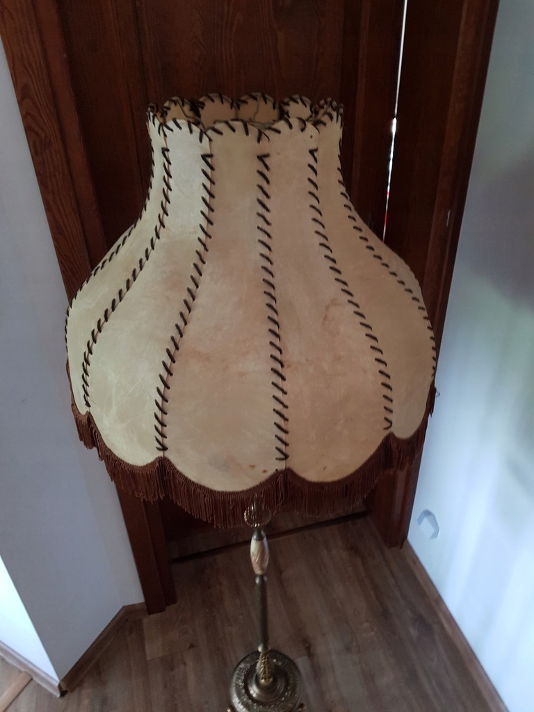 Lampka podłogowa mosiądz onyks z abażurem