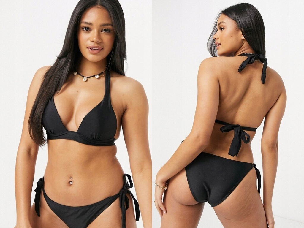 South Beach Czarny komplet bikini wiązanie XL