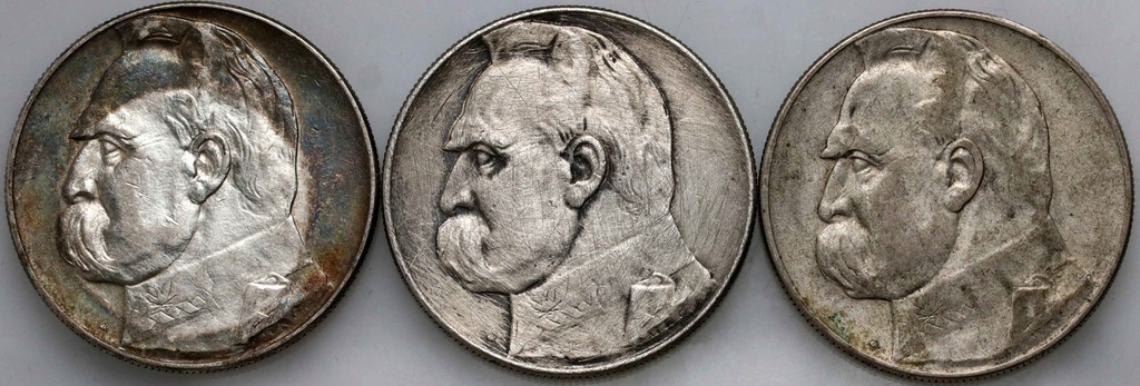 54. Polska, II RP, 3 x 10 złotych, Józef Piłsudski